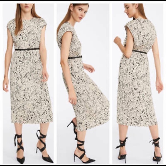 MAX MARA RINO LETTER PRINT PLEATED DRESS - Picture 7 of 14